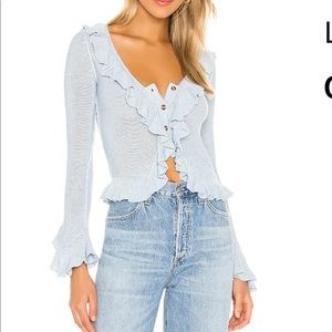 Ruffle sweater Cardigan in Baby Blue
